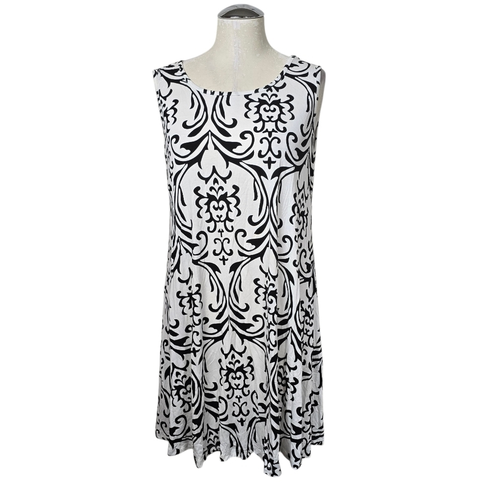 NWT Vishow Black White Print Sleeveless Mini Dress L